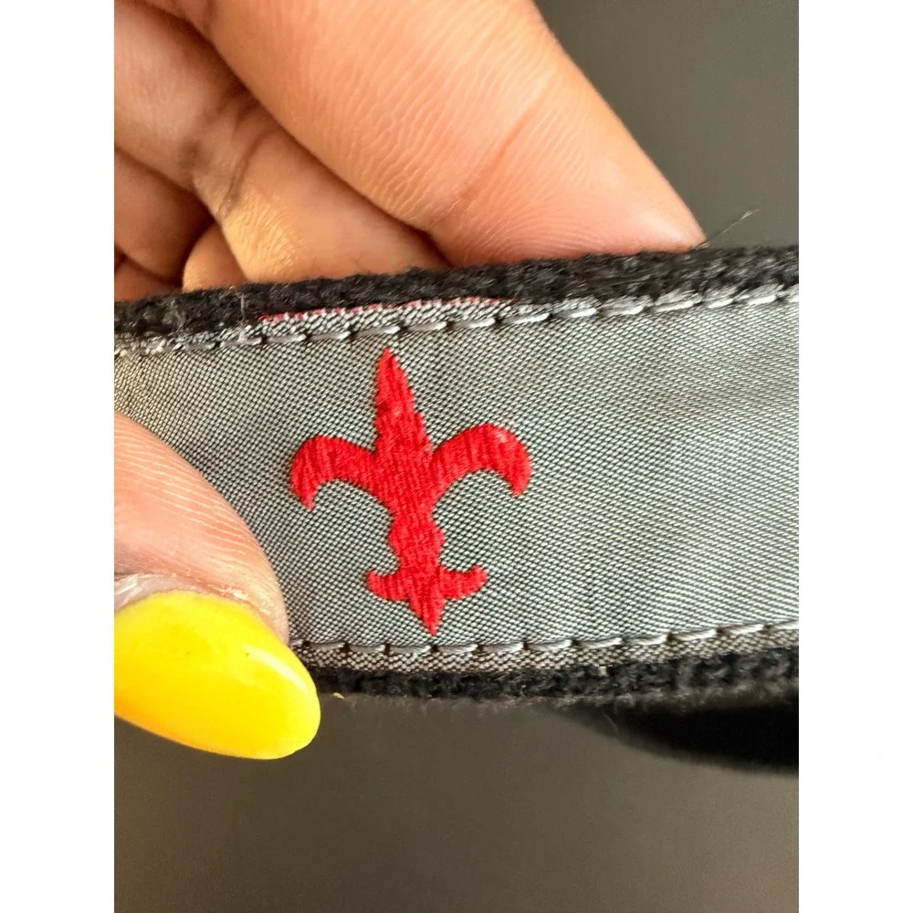 Leather Man Ltd Fleur De Lis Ribbon Belt Grey Canvas Brass Buckle Boys Size 30